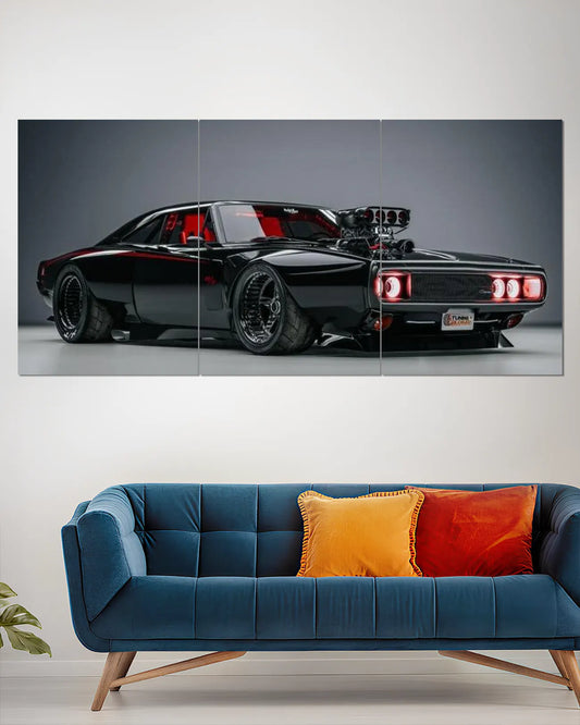 Black Classic American Muscle Car Split