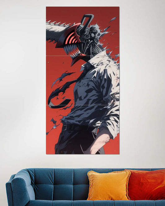 Chainsaw Man Denji Red Background Wall