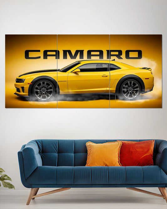 Yellow Chevrolet Camaro Split Wall