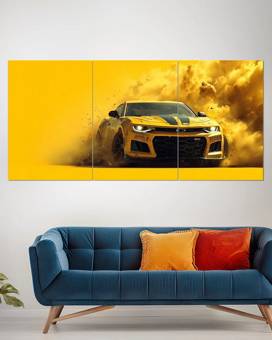 Chevrolet Camaro Yellow Split Wall
