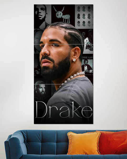 Drake Career Collage Split Wall Poster - Rapper wall art