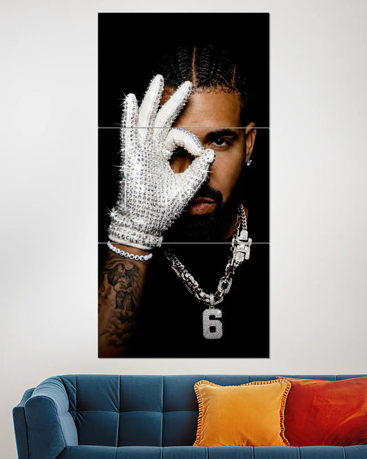 Drake Diamond Glove Split Wall Poster Rapper wall art