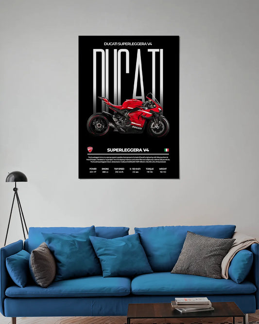 Ducati Superleggera V4 Red Superbike poster on wall