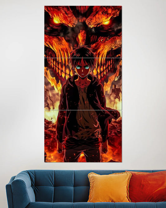 Eren Yeager Attack Titan Split Wall Poster | Anime Wall Art