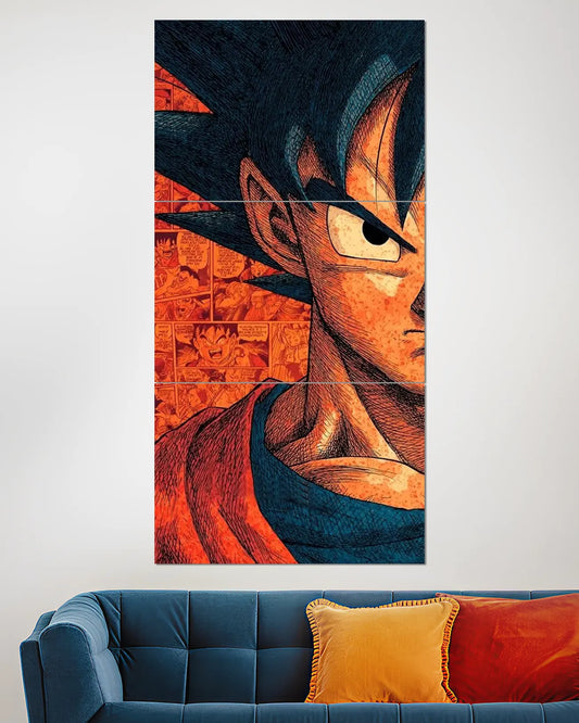Goku Dragon Ball Z Manga Portrait Split Wall Poster | Anime Wall Art