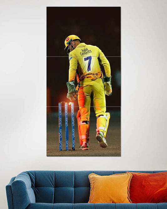 MS Dhoni CSK #7 Split Wall Poster