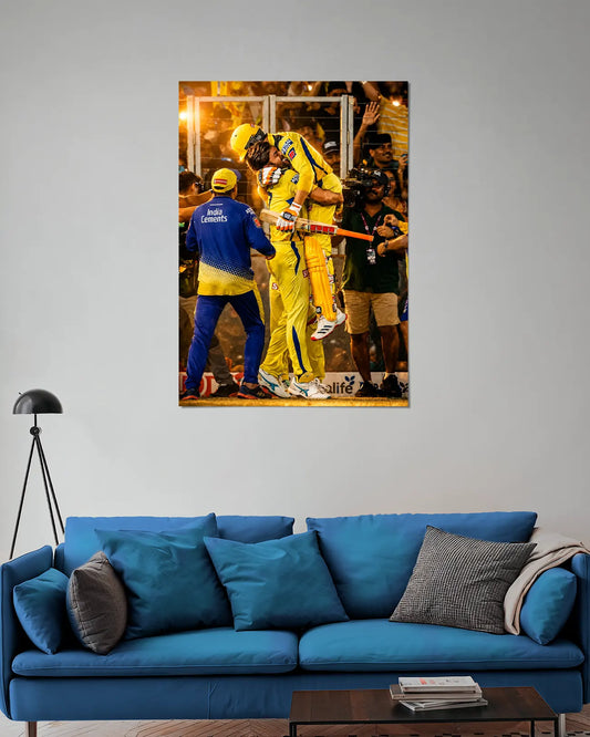 MS Dhoni CSK Victory Wall Poster
