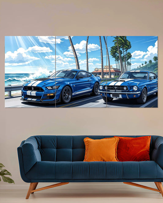 Classic & Ford Mustang GT500 Split Wall Poster | Muscle Car Wall Art