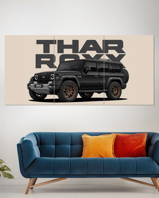 Mahindra Thar ROXX Black SUV Off-Road Split Wall Poster