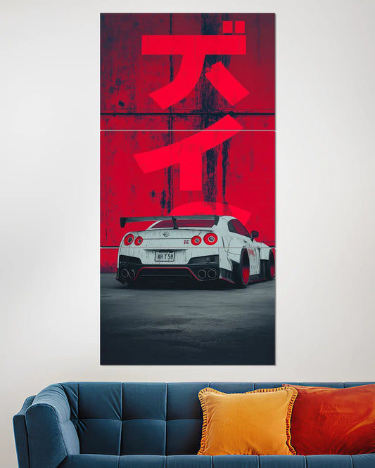 Nissan GT-R R35 Rear View Split poster - supercar wall art