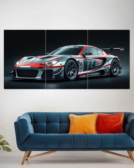 Toyota GR Supra Red & Silver Racing Car