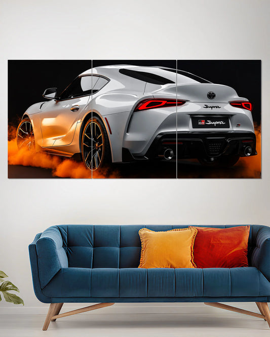 Toyota GR Supra White Orange Smoke Rear