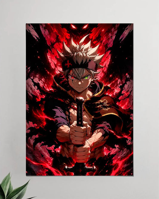 Asta Black Clover Wall Poster | Red Sword Anime Wall Art