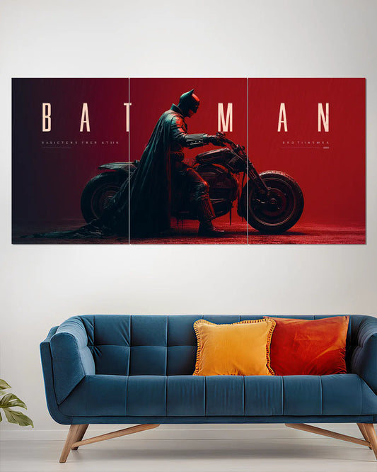 Batman Motorcycle Split Wall Poster | Dark Knight DC Comics Superhero Wall Art