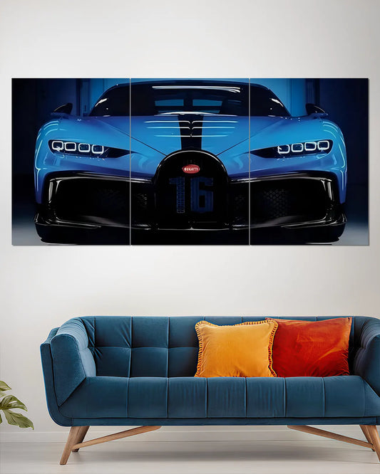 Blue Bugatti Chiron Luxury Car Split