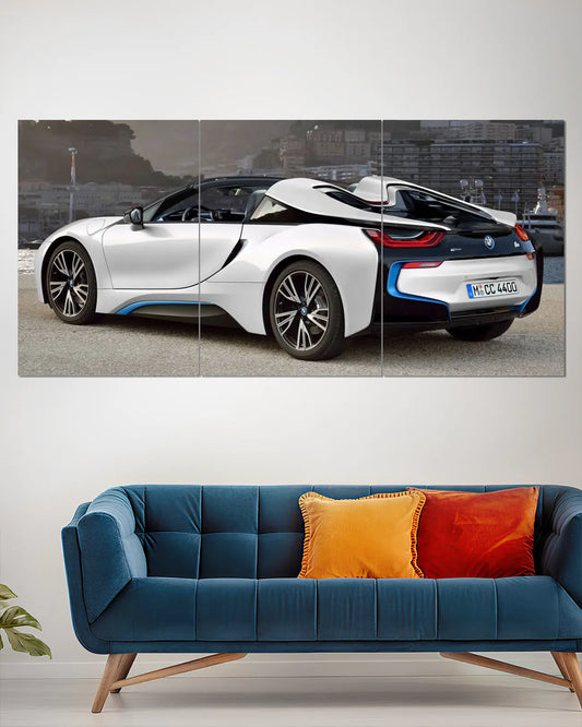 BMW i8 Split Wall Poster | White Hybrid