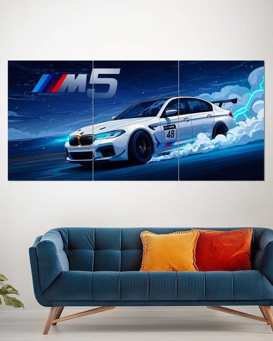 BMW M5 Drift Racing Split Wall Poster