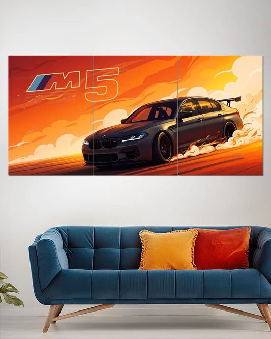 BMW M5 Split Wall Poster | BMW M5 Performance Sports Car Wall Art