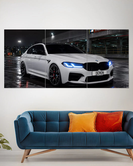BMW M5 Night Drive Split Wall Poster
