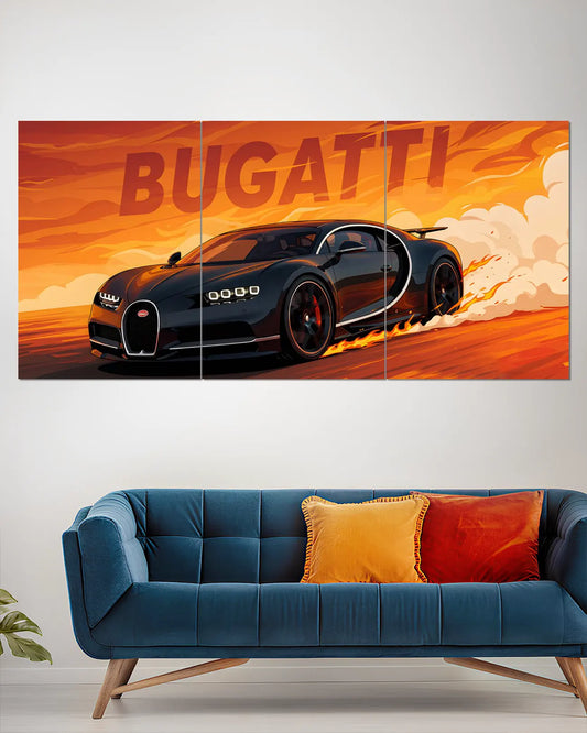 Orange Bugatti Chiron Split Wall Poster