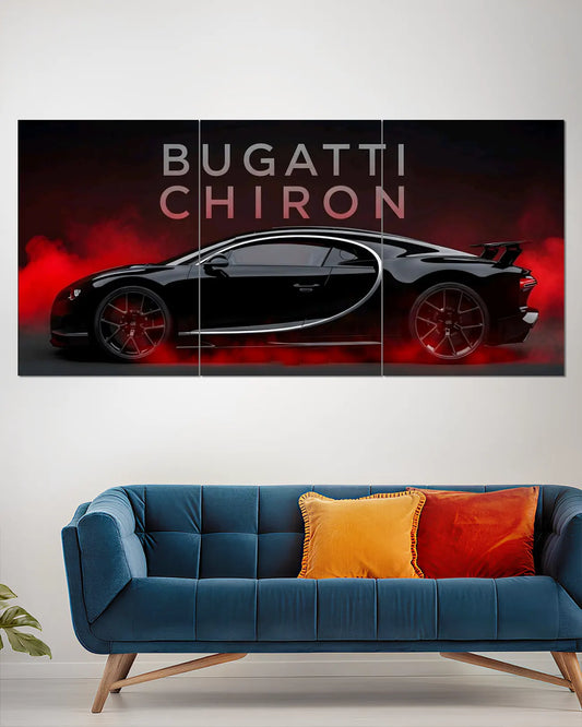 Black Bugatti Chiron Red Smoke Split