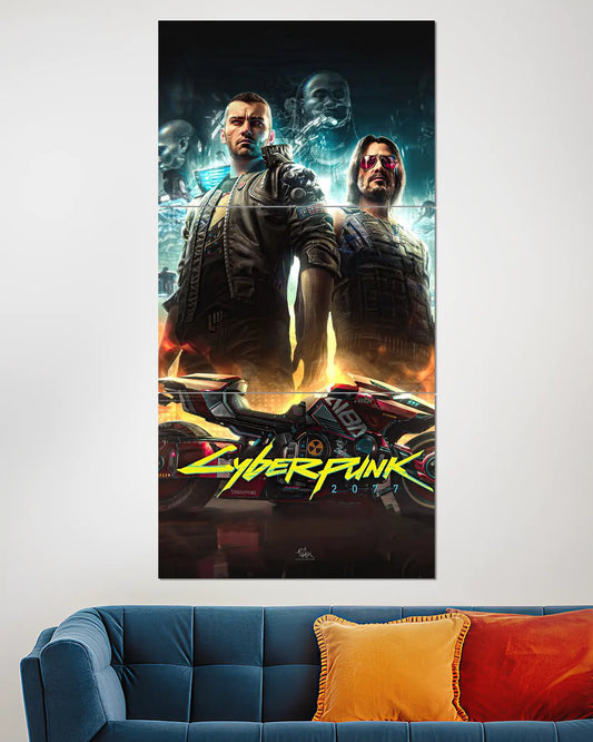 Cyberpunk 2077 V & Johnny Silverhand Split Wall Poster | Gaming Wall Art