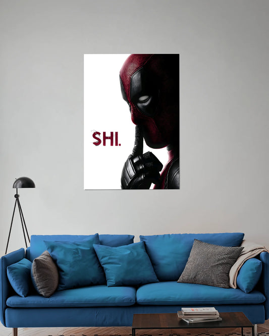 Deadpool "SHH." Minimal Poster | Marvel Superhero Wall Art