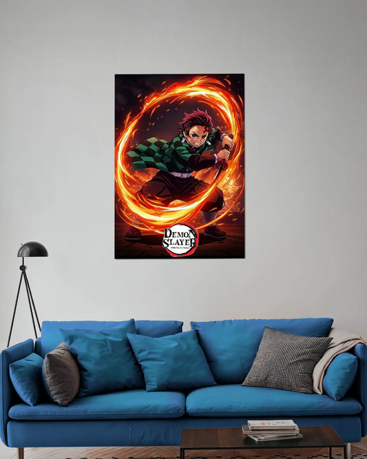 Tanjiro Flame Ring Poster | Demon Slayer Anime Wall Art