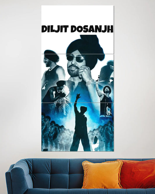 Diljit Dosanjh Music Collage Split Wall
