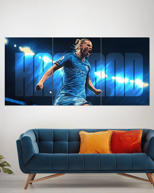 Erling Haaland Manchester City Split Wall Poster | Football Wall Art