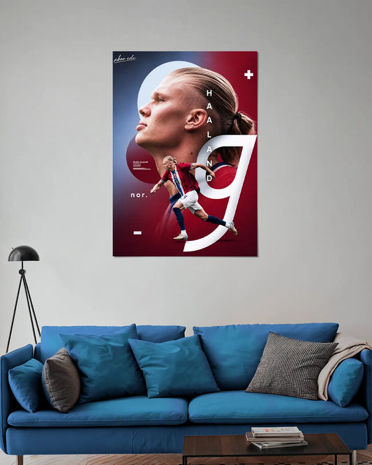 Erling Haaland Norway Number 9 Football poster on wall