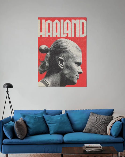 Erling Haaland Red Minimalist Football poster on wall