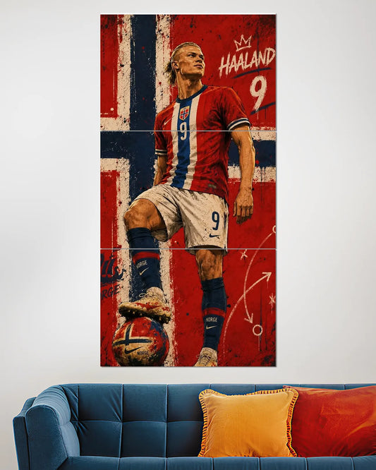 Erling Haaland Norway Number 9 Wall Poster | Football Wall Art