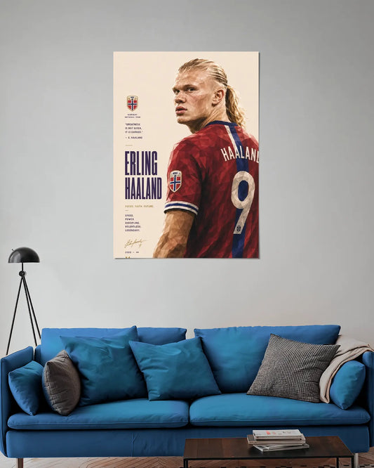 Erling Haaland Norway Football poster on Wall