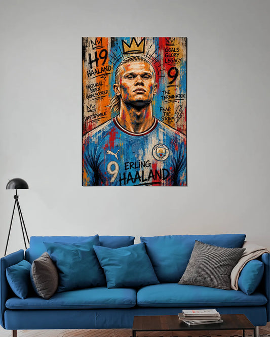 Erling Haaland Manchester City Street poster on wall