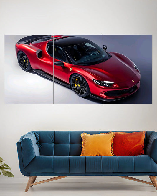 Ferrari 296 GTB Red Split Wall Poster