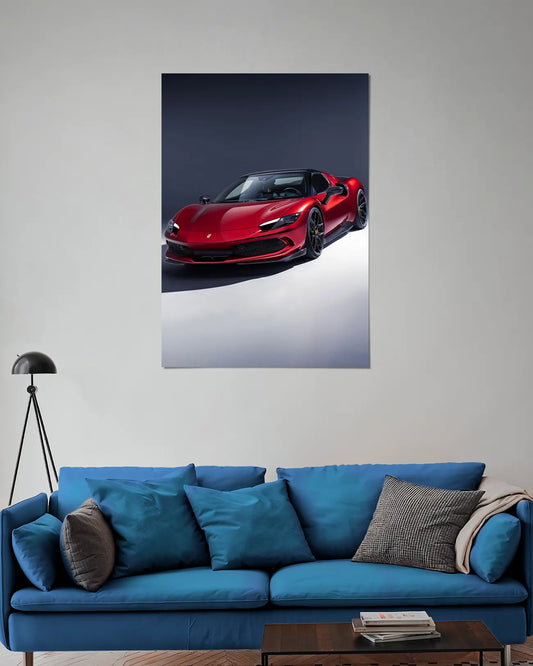Ferrari 296 GTB Red Supercar poster on Wall