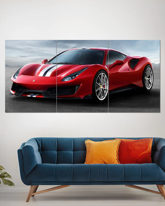 Ferrari 488 Pista Red Supercar Wall Poster | Italian Performance Car Art