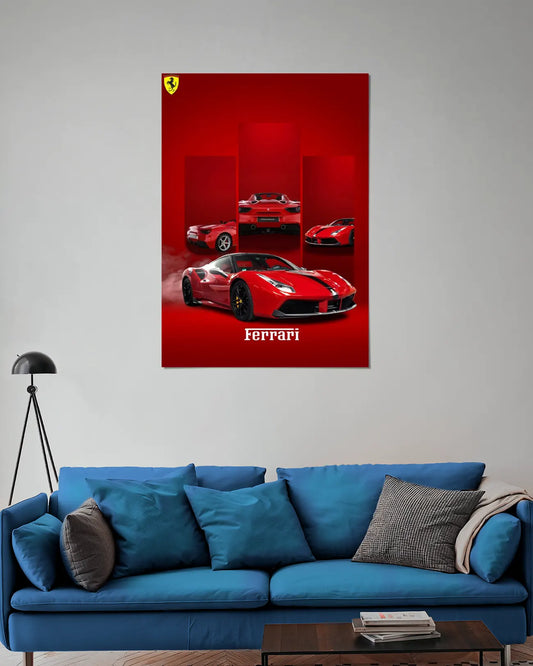 Ferrari 488 Pista Red Car Collection Wall Poster | Ferrari Supercar Wall Art