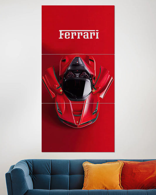Ferrari LaFerrari Red Top View Split Wall Poster | Exotic Hypercar Art