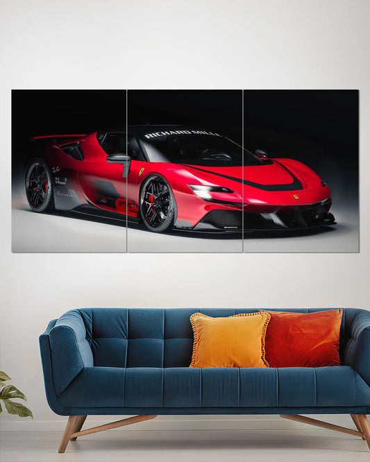 Ferrari SF90 XX Stradale Red Split Wall Poster | Racing Supercar Art
