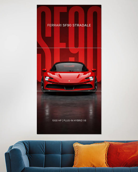 Ferrari SF90 Stradale Red Supercar Wall Poster | Performance Car Wall Art