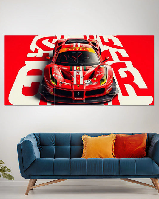 Ferrari Racing Car Split Wall Poster