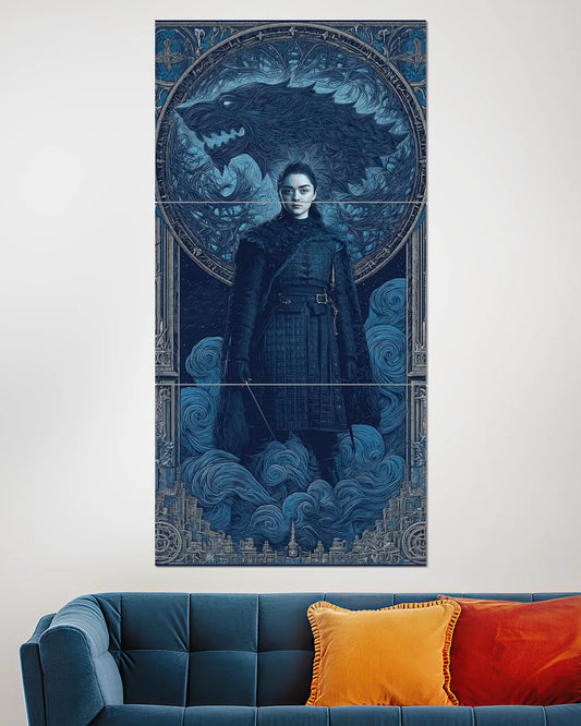 Game of Thrones Arya Stark Winter Wolf Split Wall Poster | Web Series Wall Art