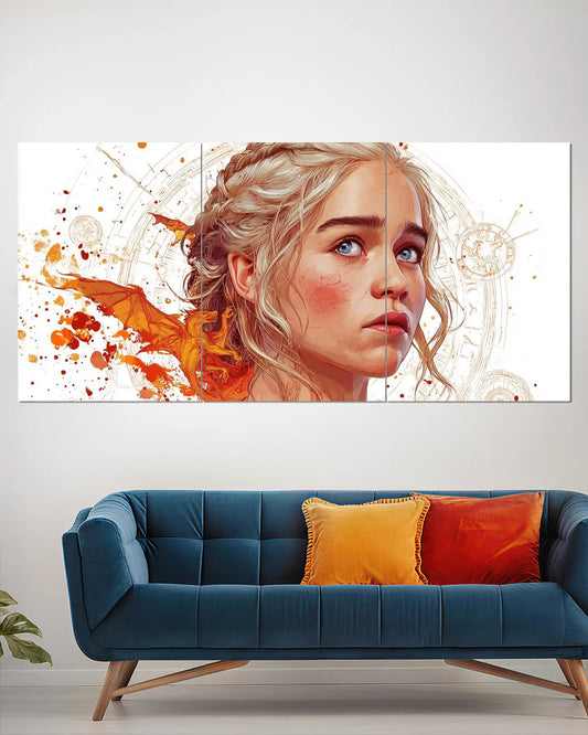 GOT Dragon Queen Split Wall Poster - Web Series Poster - Posteraa