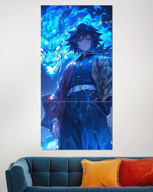 Giyu Tomioka Water Hashira Split Wall Poster | Anime Wall Art