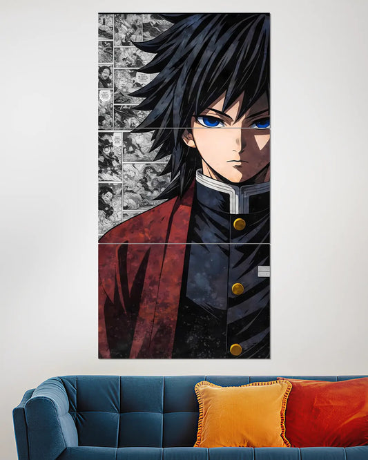 Giyu Tomioka Water Hashira Split Wall Poster | Demon Slayer Wall Art