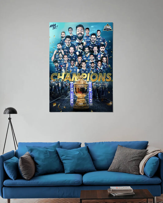 Gujarat Titans Champions IPL Trophy Wall Poster | Team Art