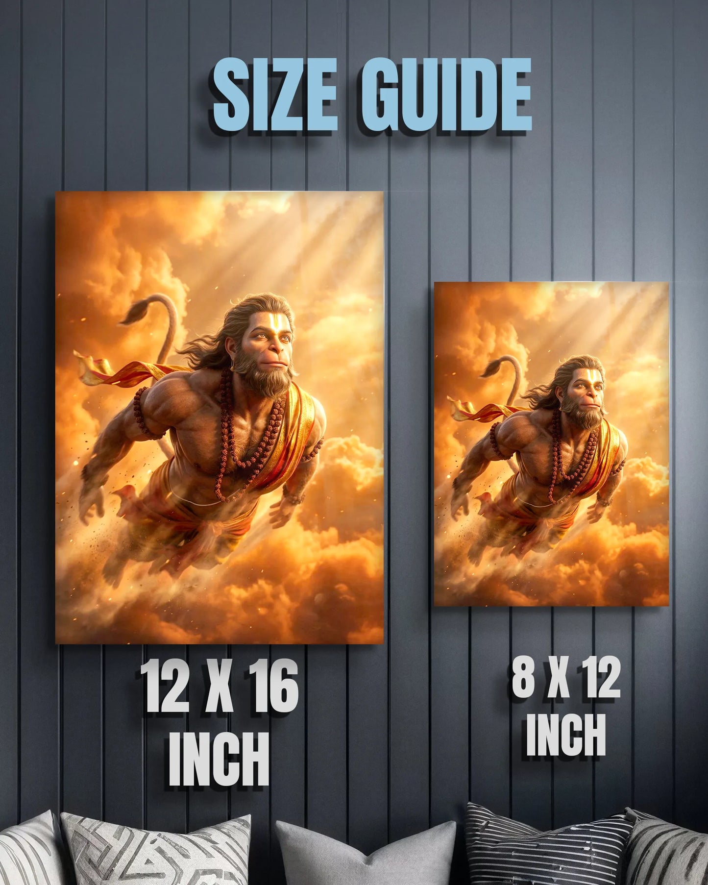 Hanuman Flying Metal Poster | Divine Bajrangbali Wall Art