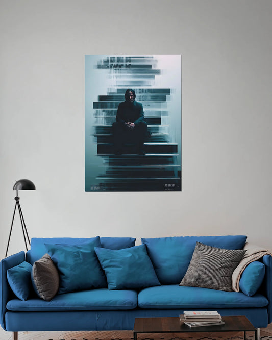 John Wick Glitch Poster | Cyberpunk Cinematic Wall Art